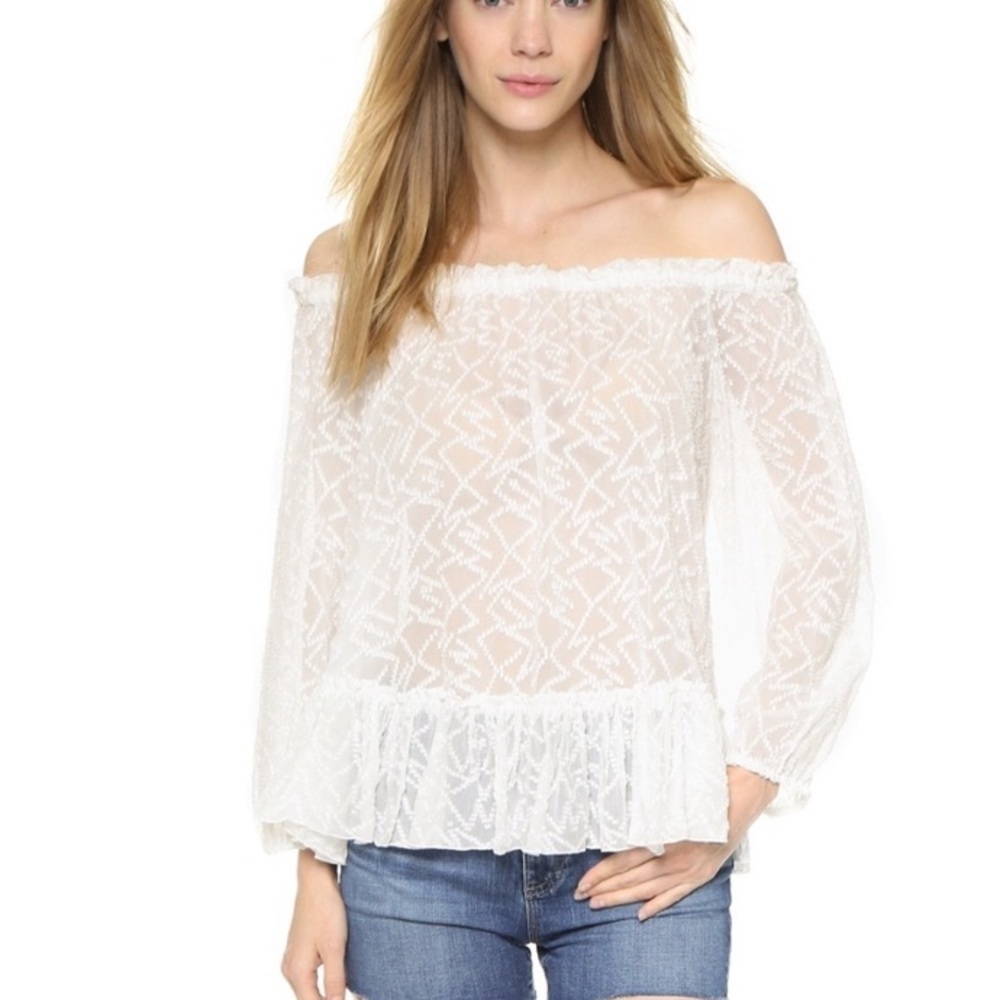 Rebecca Taylor off the shoulder sheer flowy top